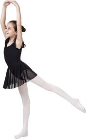 img 2 attached to 🩰 Organic Cotton Spandex Ballet Leotard with Flutter Sleeve Skirt for Girls by CAOMP – Perfect for Dance and Gymnastics