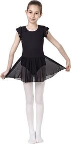 img 3 attached to 🩰 Organic Cotton Spandex Ballet Leotard with Flutter Sleeve Skirt for Girls by CAOMP – Perfect for Dance and Gymnastics