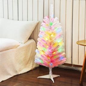img 4 attached to 🎄 OasisCraft 3ft Small Christmas Tree: Tabletop Xmas Tree with Multicolor Lights, 36 inch for Indoor Home Party (White)