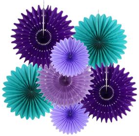 img 4 attached to 7Pcs Teal Purple Lavender Tissue Paper Fans Mermaid Birthday Under The Sea Party Little Girl Baby Shower Decorations (Purple Teal)