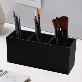 img 3 attached to 🖤 Black Makeup Brush Holder Organizer, Weiai 3 Slot Acrylic Cosmetics Brushes Storage Solution