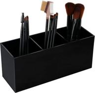 🖤 black makeup brush holder organizer, weiai 3 slot acrylic cosmetics brushes storage solution logo