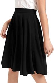 img 4 attached to 👗 WDIRARA Women's High Waist Pleated Skater Knee Length Skirt with Side Zipper - Flared Style