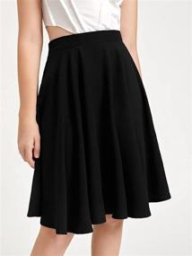 img 2 attached to 👗 WDIRARA Women's High Waist Pleated Skater Knee Length Skirt with Side Zipper - Flared Style