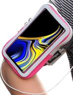 📱 imangoo galaxy note 9 armband: universal phone pouch for running, outdoor sports, gym wrist bag, touchscreen sleeve in pink logo