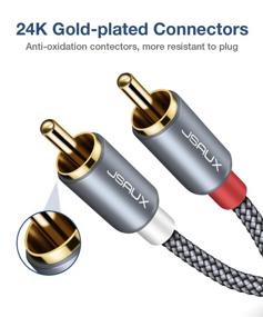 img 1 attached to JSAUX RCA Stereo Cable - 6.6ft Dual Shielded Gold-Plated 2RCA Male 🔌 to 2RCA Male Audio Cable for Home Theater, HDTV, Amplifiers, Hi-Fi Systems (Grey)