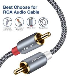 img 2 attached to JSAUX RCA Stereo Cable - 6.6ft Dual Shielded Gold-Plated 2RCA Male 🔌 to 2RCA Male Audio Cable for Home Theater, HDTV, Amplifiers, Hi-Fi Systems (Grey)
