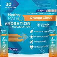 🍊 hydromate electrolyte powder packets: rapid hydration accelerator with +1000mg vitamin c - orange citrus flavor, 30 count logo