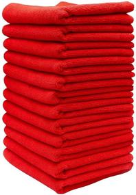 img 2 attached to 🧼 XL Microfiber Multi-use Cleaning Towel - TOPSEEDZ (12 Pack, 16 in x 27 in, Red)