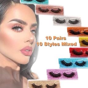 img 1 attached to 👀 Yawamica Mink Lashes Pack: 10 Pairs of 3D Fluffy False Eyelashes - Natural Wispy Style, 15-20MM Length, Dramatic Thick & Long Fake Lashes