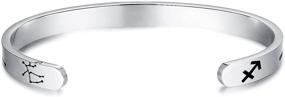 img 4 attached to 🌟 Stainless Steel Silver Zodiac Cuff Bracelet with Adjustable Size, Engraving and Constellation Design - Ideal Birthday Gift for Women, Teens, and Girls