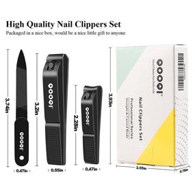 img 3 attached to 💅 QOOQI Nail Clippers Set - Premium Black Stainless Steel Fingernail & Toenail Cutters with Nail File & Stylish Carrying and Storage Leather Case