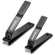 💅 qooqi nail clippers set - premium black stainless steel fingernail & toenail cutters with nail file & stylish carrying and storage leather case logo