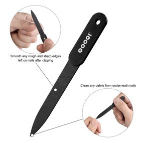 img 1 attached to 💅 QOOQI Nail Clippers Set - Premium Black Stainless Steel Fingernail & Toenail Cutters with Nail File & Stylish Carrying and Storage Leather Case