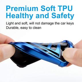 img 2 attached to 🔑 BMW Key Fob Cover - KVR Full Protection Soft TPU Key Case Compatible with BMW 1 2 3 4 5 6 7 Series X3 X4 M5 M6 GT3 GT5 (Keyless Go Only) - Model A (Blue)