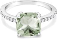 💎 изысканное кольцо с помолвочным камнем king 925 sterling silver prasiolite: потрясающий 2,17 карат, изумительные размеры 5-9. логотип