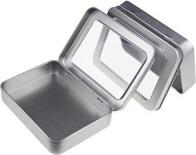 img 1 attached to 📦 Pack of 12 Rectangular Metal Storage Tins with Clear Window Hinged Lids – Ideal for Small Items and Crafts, 4.5 x 3.3 x 0.9 inch (Silver)