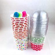 🍦 worlds paper ice cream cups - dome lids, no hole & plastic spoons, polka dot 4oz mix 25 set: a delicious solution! logo