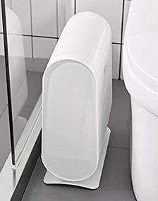 img 1 attached to 🚽 Primo Supply Modern Simple Design Bathroom Garbage Can with Lid and Plastics Bag Storage Dispenser - White, 7L/1.8 Gal