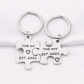 img 3 attached to 2021 Mr Mrs Est Keychain Set - FUSTMW Couple Wedding Gifts for Newlyweds, Wife, Husband, Engagement Gifts