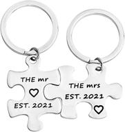 2021 mr mrs est keychain set - fustmw couple wedding gifts for newlyweds, wife, husband, engagement gifts logo