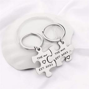 img 2 attached to 2021 Mr Mrs Est Keychain Set - FUSTMW Couple Wedding Gifts for Newlyweds, Wife, Husband, Engagement Gifts