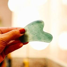 img 2 attached to 🌿 Green Aventurine Gua Sha Facial Massage Tool Set for Face Lifting, Acupressure, Lymphatic Drainage, and Anti-Aging Benefits (Green Aventurine Guasha)