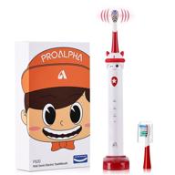 🦷 rechargeable electric toothbrush for kids - sonic electric toothbrushes, 3 modes with timer, cartoon design for toddler boys, wireless usb fast charging, 2 brush heads included - white logo