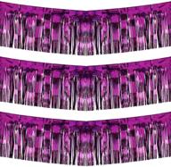 🎉 shimmering 10 feet by 15 inch purple foil fringe garland - pack of 3: perfect for parade floats, bridal showers, bachelorette parties, weddings, birthdays, christmas, and wall hanging drapes логотип