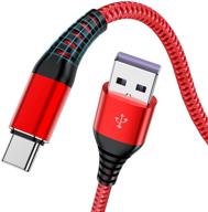 🔌 usb c кабель, [набор из 3 штук] 6ft usb a к type c премиум нейлоновый плетеный кабель для быстрой зарядки samsung galaxy a51/ a20/ a10/ s10/ s9/ s8/ note 8, type c зарядное устройство 6ft usb кабель - красный логотип