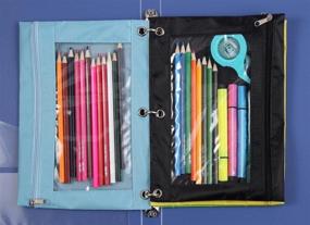 img 1 attached to 🖋️ WODISON 3-Ring Pen Pencil Pouch with Clear Window - Organizer Bag Binder Case for Stationery, Classroom, and Home - Black