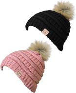 🧒 funky junque kids baby toddler cable knit children's pom winter hat beanie - stylish & warm headwear for children logo