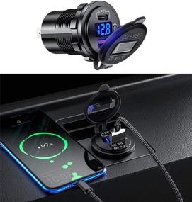 img 1 attached to 🔌 USB C & USB A Dual Port Car Charger Socket: Waterproof, LED Voltmeter, ON/Off Switch, 12V Outlet with Cap - Ideal for Car, Boat, Golf Cart, Bus, RV, Automotive Marine ATV Truck