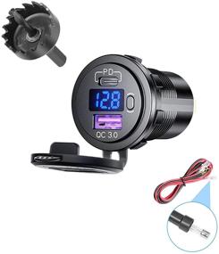 img 4 attached to 🔌 USB C & USB A Dual Port Car Charger Socket: Waterproof, LED Voltmeter, ON/Off Switch, 12V Outlet with Cap - Ideal for Car, Boat, Golf Cart, Bus, RV, Automotive Marine ATV Truck