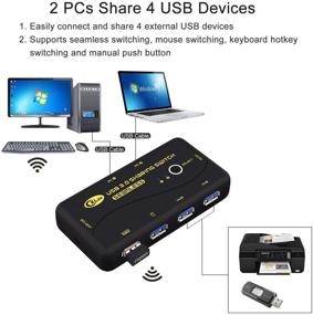 img 1 attached to CKLau USB 3.0 Peripheral Switch Selector 4 Port - Share PC, Printer, Scanner, Keyboard, Mouse - 2 Computers - Includes USB Cables - Supports Keyboard & Mouse Switching