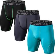 🏃 luwell pro men's pack of 3 compression shorts - baselayer cool dry sports tights - athletic undershorts for running, workout, training логотип