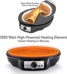img 3 attached to 🥞 J-Jati 12-Inch Electric Crepe Maker - Nonstick Breakfast Griddle Hot Plate with Adjustable Temperature Control and LED Indicator Light, Including Wooden Spatula and Batter Spreader