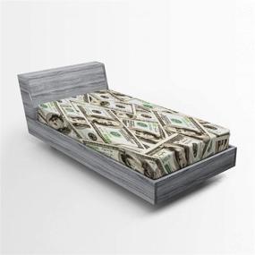 img 1 attached to 💰 Ambesonne Money Twin Size Fitted Sheet, Heap of Dollars Pattern Currency Pile featuring Ben Franklin Portrait Wealth Theme, Soft Decorative Fabric Bedding with All-Round Elastic Pocket, Green Grey
