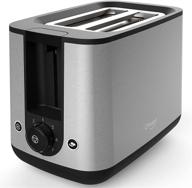 omaiga 2 slice toaster - wide slot, stainless steel, 800w, with warming rack, 7 browning settings, bagel/defrost/cancel feature логотип