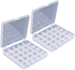 img 4 attached to 🧵 2 Pack Akiro 25-Slot Empty Bobbins Spools Box - Sewing Craft Plastic Storage Case for Sewing Machine