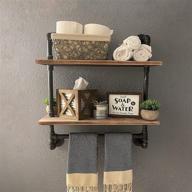 📚 impressive industrial pipe shelf with towel bar: rustic 24" towel racks for bathroom, 2 layer wood pipe shelves logo