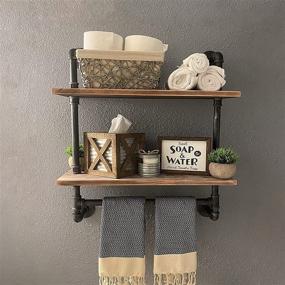 img 4 attached to 📚 Impressive Industrial Pipe Shelf with Towel Bar: Rustic 24" Towel Racks for Bathroom, 2 Layer Wood Pipe Shelves