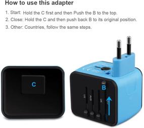 img 1 attached to 🔌 HAOZI Universal Travel Adapter: All-in-One International Power Adapter with Dual USB - 150+ Country Coverage (Blue)