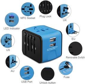 img 2 attached to 🔌 HAOZI Universal Travel Adapter: All-in-One International Power Adapter with Dual USB - 150+ Country Coverage (Blue)