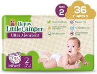 🌿 happy little camper natural diapers: ultra-absorbent, hypoallergenic, fragrance free, size 2 (12-18 lbs), 36 count - sensitive skin protection! logo