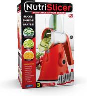 🥒 nutrislicer 3-in-1 kitchen spinning mandoline: efficient vegetable slicer, fruits slicer, chopper, shredder, and grater; 3 stainless steel drum blades for vegetables, fruits, and cheese - as seen on tv logo