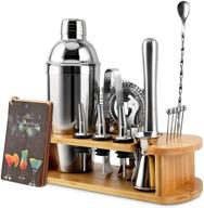 🍹 cocktail shaker set by eptison - 16-piece stainless steel bartender kit with bamboo stand & cocktail recipes booklet - professional bar tools for drink mixing at home, bar, or parties logo