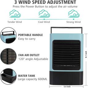 img 3 attached to 🔵 MOVTIP Portable Air Conditioner Fan, Mini Evaporative Cooler and Humidifier Misting Fan - Quiet Desk Fan for Home Office Bedroom (Blue)