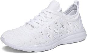 img 4 attached to Stylish and Lightweight: Joomra Women's 3D Woven Athletic Sneakers