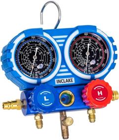 img 4 attached to INCLAKE R410A, R22, R32 Manifold Gauge: High-Low Pressure Gauge for Home A/C, HVAC Diagnostic Tool Kit Freon Recharge, No Hose